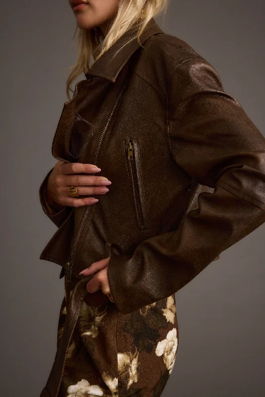 Mulholland Mocha Vegan Leather Moto Jacket