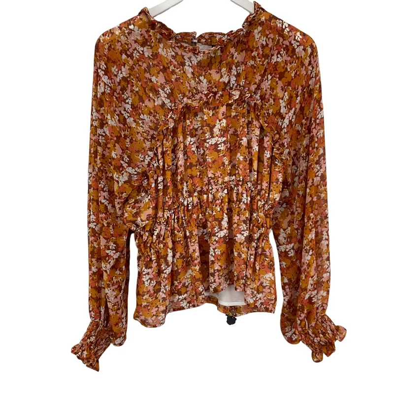 Top Long Sleeve By Versona In Orange, Size: Xl