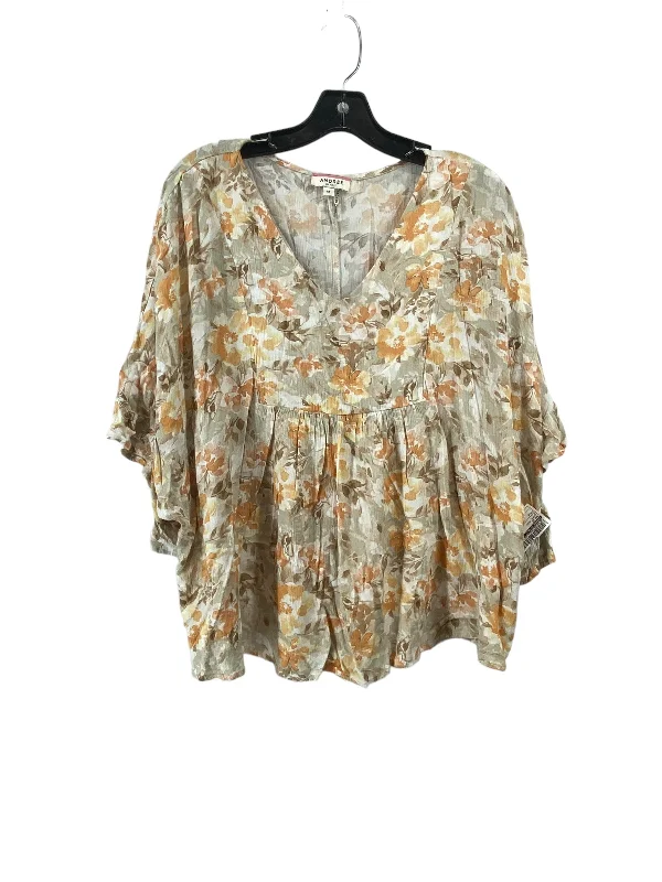 Top Short Sleeve By Andree By Unit In Floral Print, Size: M