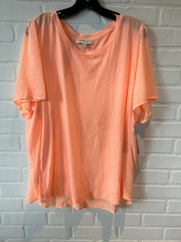 Top Short Sleeve By Skies Are Blue In Orange, Size: 2x