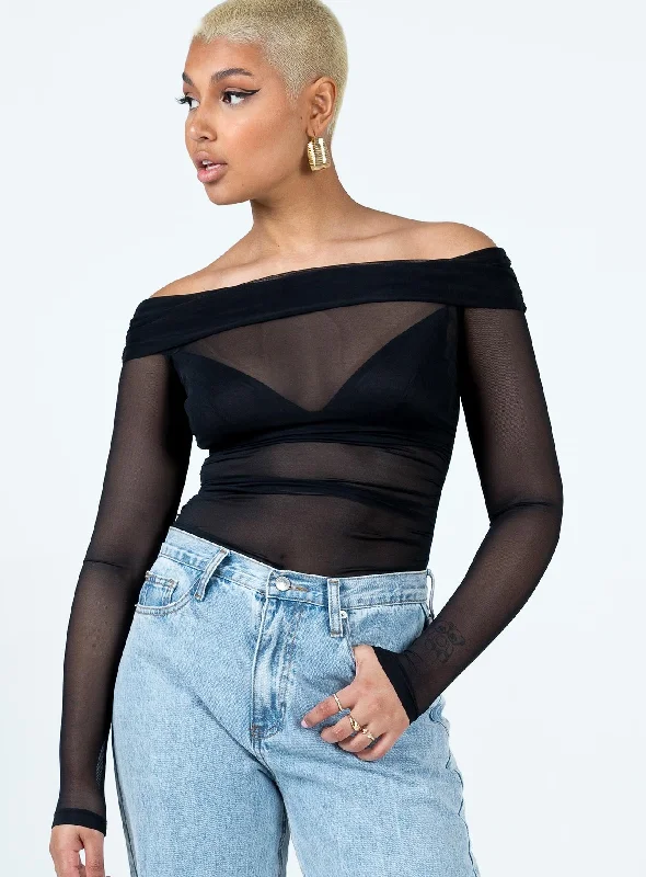 Marek Off Shoulder Bodysuit Black