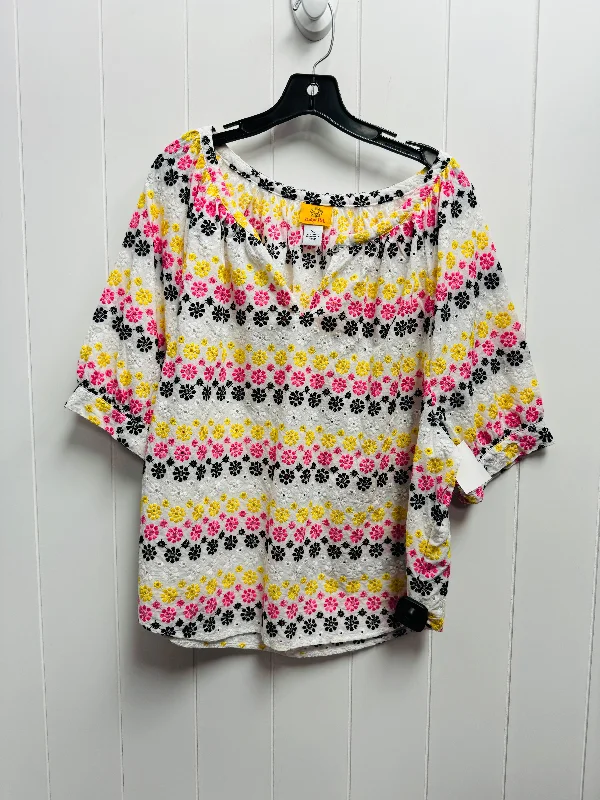 Top Short Sleeve By Ruby Rd In Pink & Yellow, Size: Xl