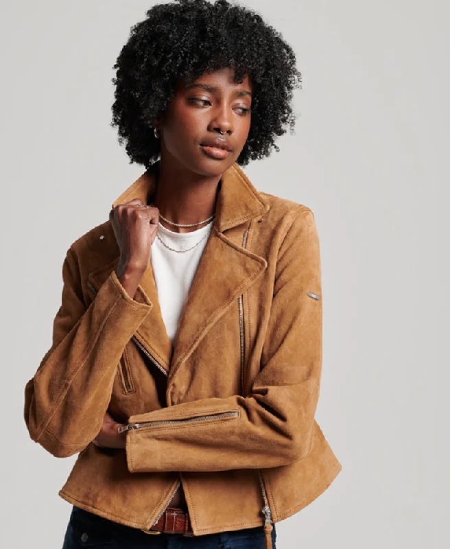 Suede Biker Jacket | Tobacco Brown