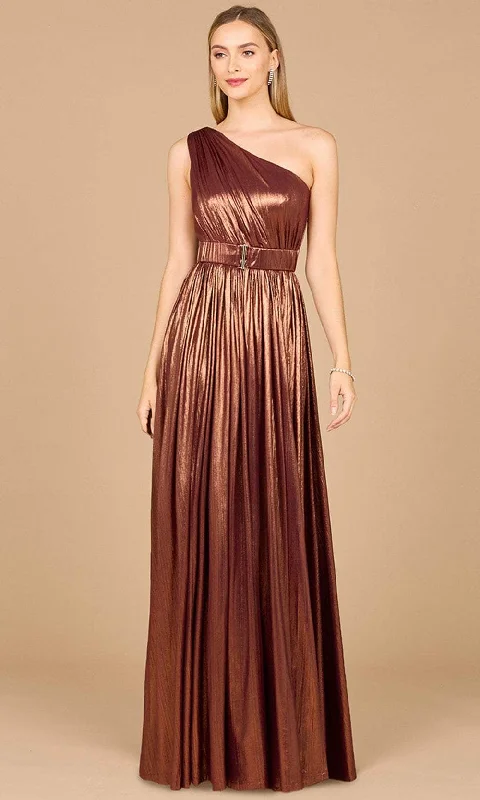 Lara Dresses 8122 - One Shoulder Metallic Evening Gown