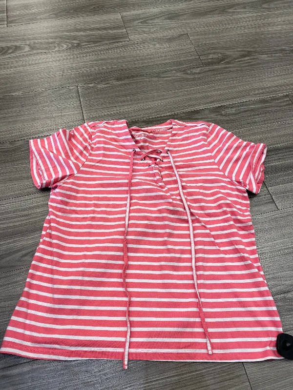 Top Short Sleeve By Studio Works In Striped Pattern, Size: L