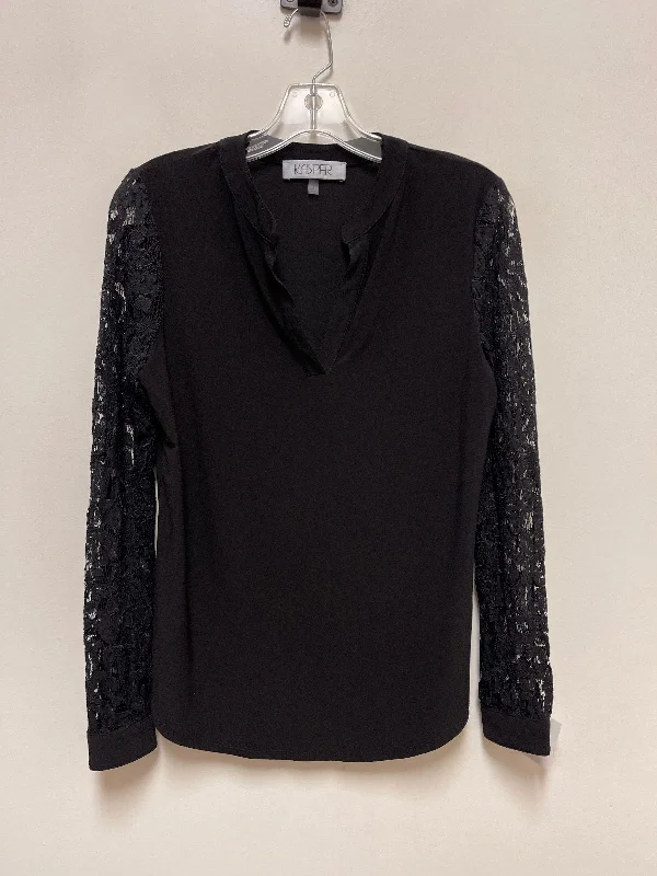 Top Long Sleeve By Kasper In Black, Size: S