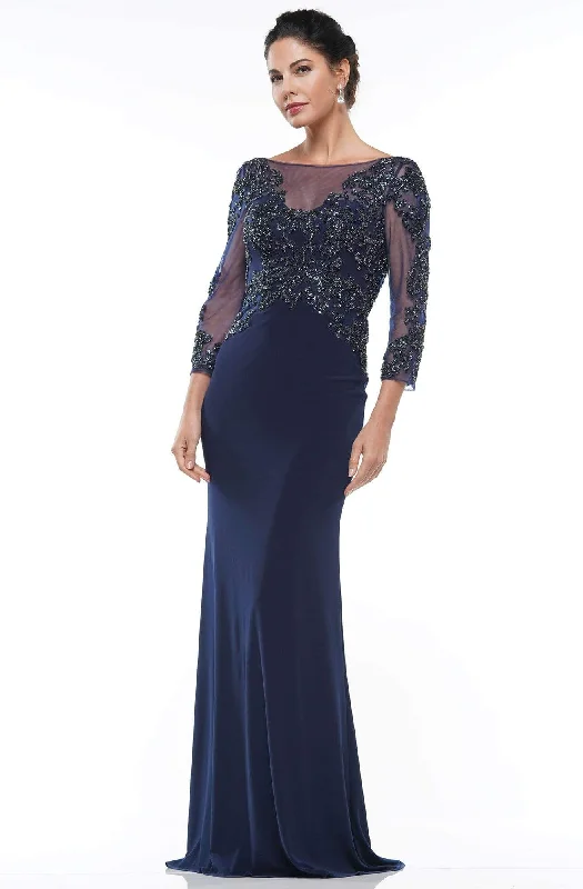 Marsoni By Colors - MV1017 Embellished Quarter Sleeve Evening Gown