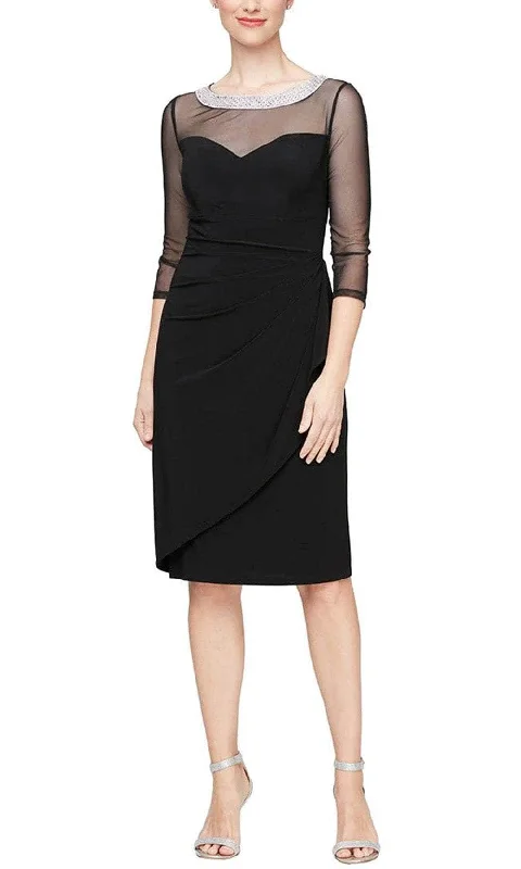 Alex Evenings 8191965 - Embellished Illusion Neck Knee-Length Dress