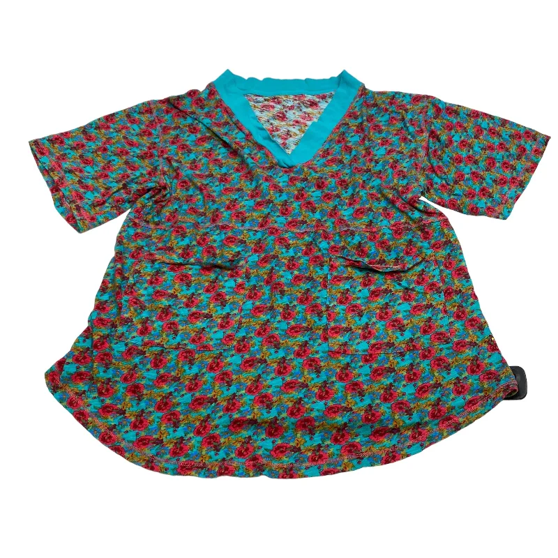 Top Short Sleeve By Natural Life In Green & Pink, Size: M