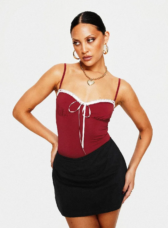 Damsel Bodysuit Burgundy