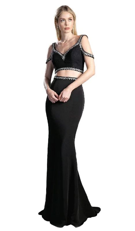 Ladivine 13114A - Two Piece Fitted Evening Gown