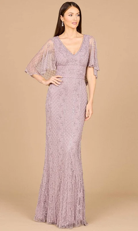 Lara Dresses 29023 - Beaded Cape Sleeve Evening Gown