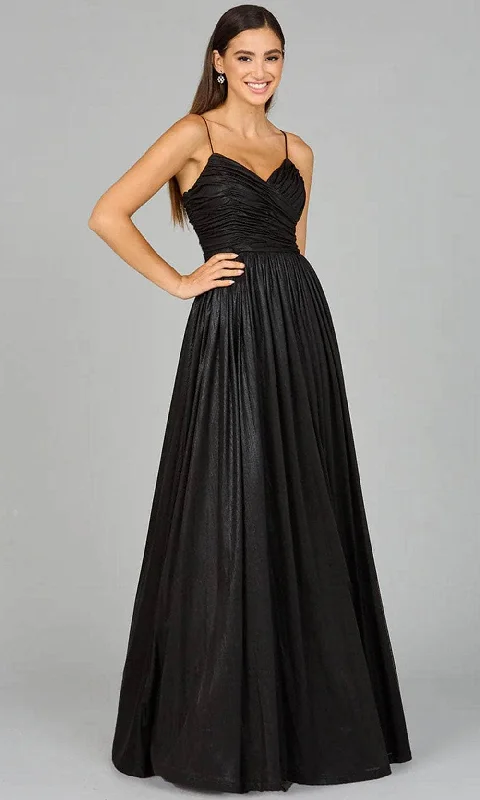 Lara Dresses 8120 - Metallic A-Line Evening Gown