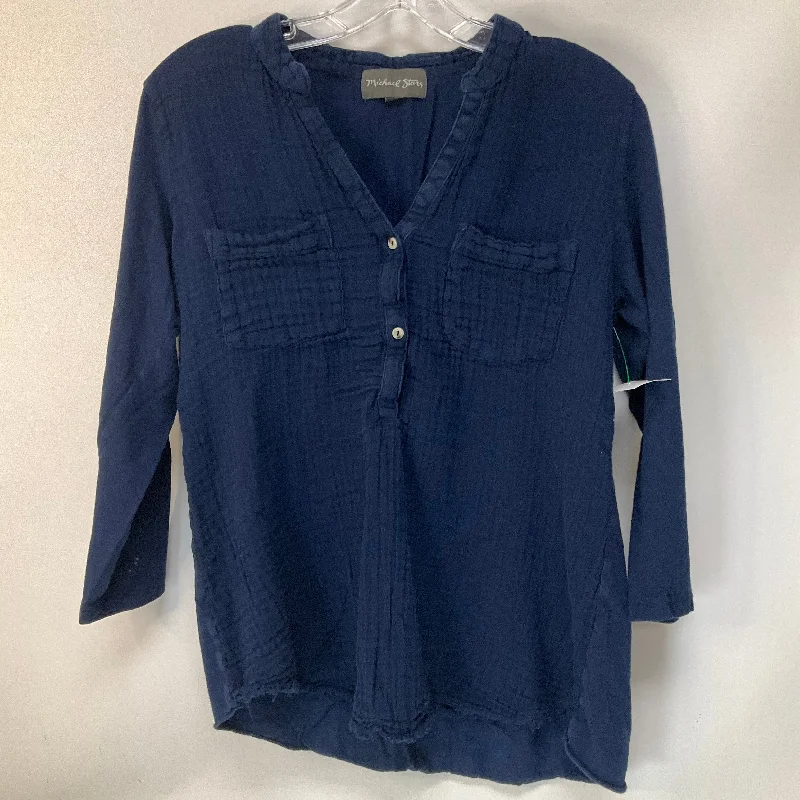 Top Long Sleeve By Michael Stars In Navy, Size: M