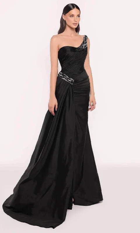 Tarik Ediz 98742 - Shirred Bodice One Shoulder Evening Gown