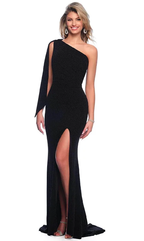 Dave & Johnny 11851 - Fitted Bodice Asymmetric Neck Evening Dress