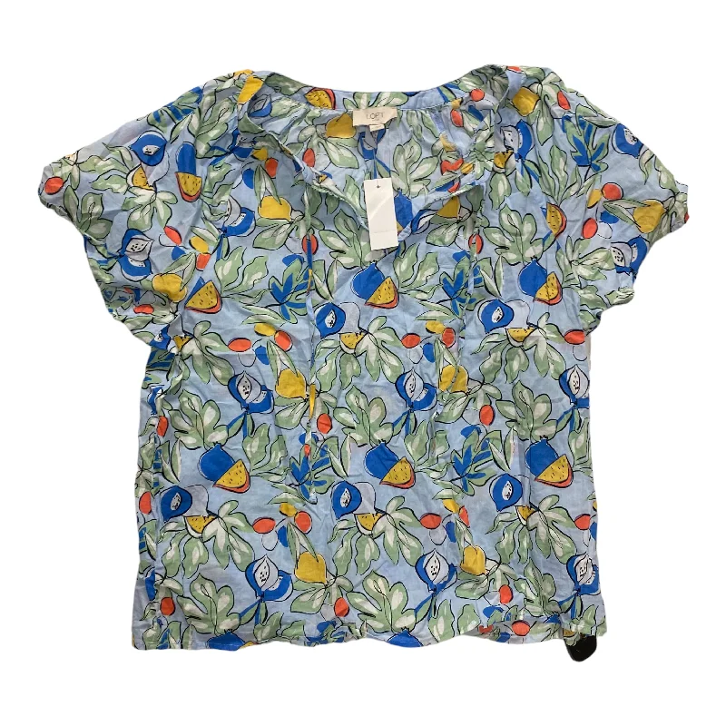 Top Short Sleeve By Loft In Multi-colored, Size: L