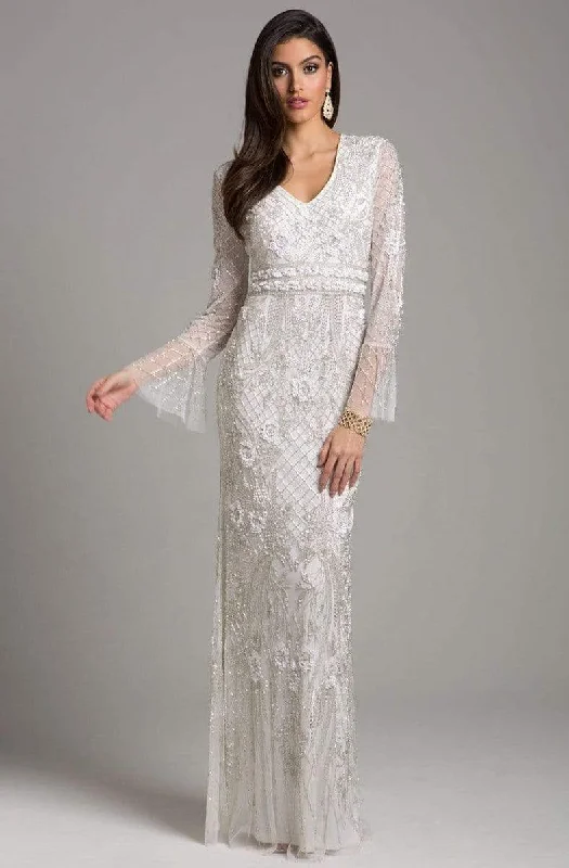 Lara Dresses - 33435 V Neck Long Sleeves Evening Dress