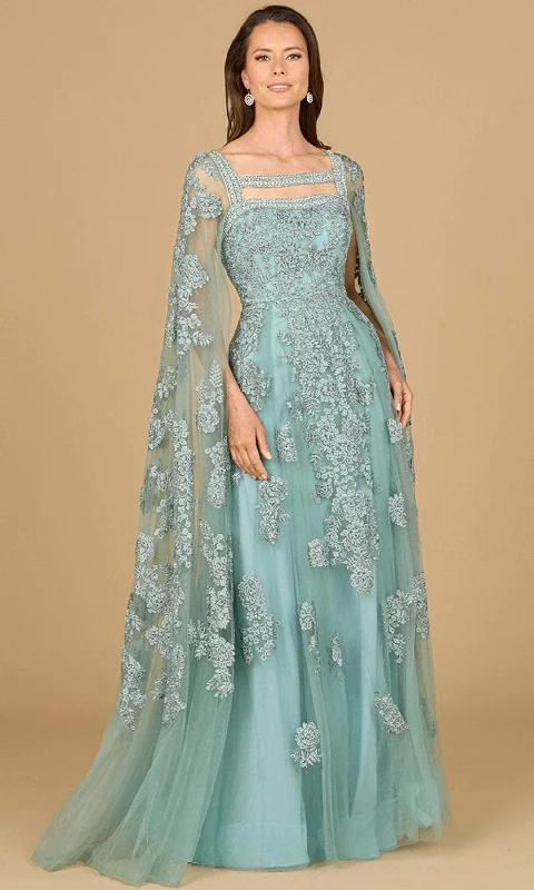 Lara Dresses 29138 - Lace Cape Sleeve Evening Gown