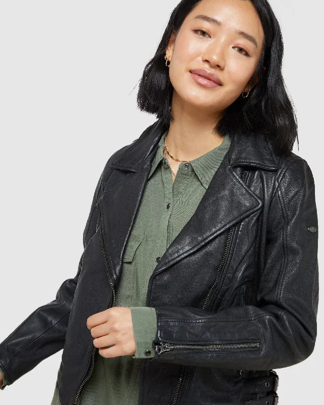 Classic Leather Biker Jacket | Black