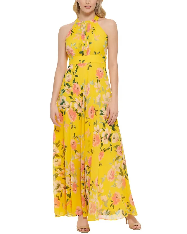 Eliza J Printed Chiffon Maxi Dress