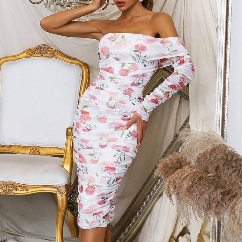 KittenAlarm - Shanese One Shoulder Sleeve Midi Dress