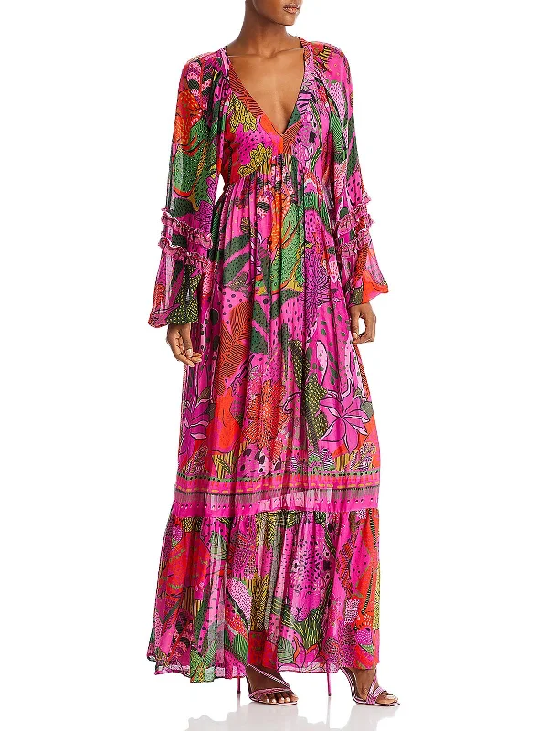 Womens Open Back Viscose Maxi Dress