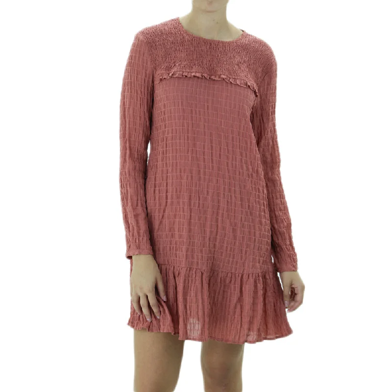 Women's Smocked Mini Dress,Light Brick