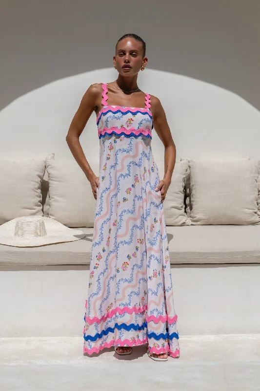 Florette Multicolour Floral Ric Rac Maxi Dress