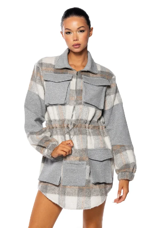 CUDDLE WEATHER PLAID MINI DRESS