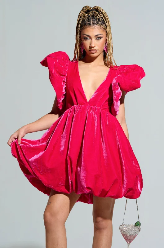 BELLE OF THE BALL VELVET MINI DRESS