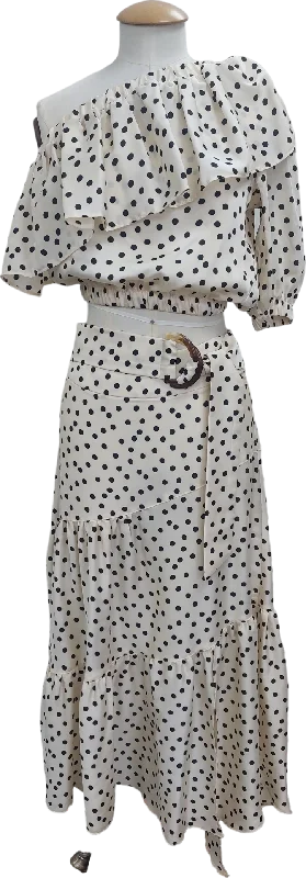 Topshop Cream Polka Dot One Sleeve Top And Midi Skirt UK 8