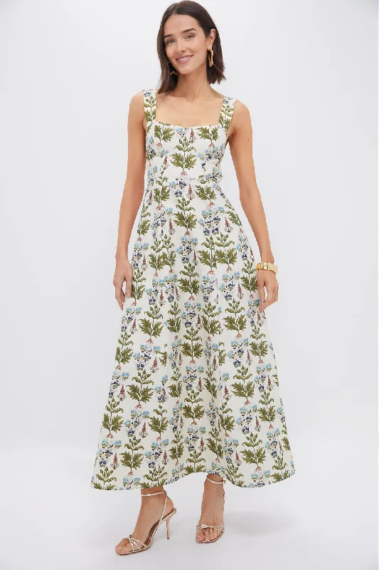 Ivory Persian Botanic Azzurra Midi Dress