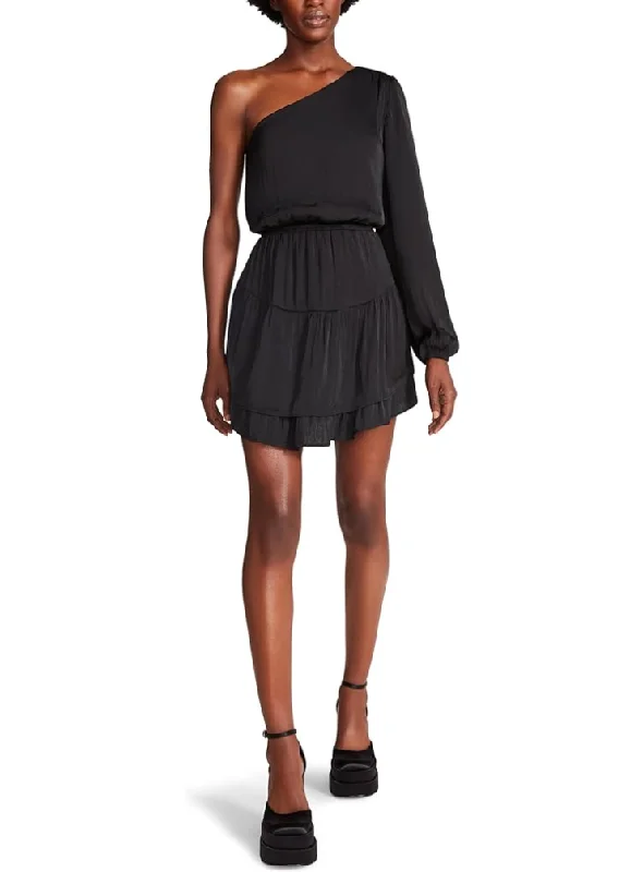 M - steve madden black one shoulder mini dress