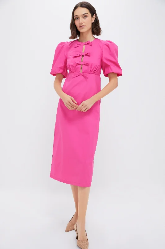 Bright Pink Bows Keelin Midi Dress