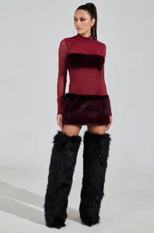 ZOEY MESH FUR MINI DRESS