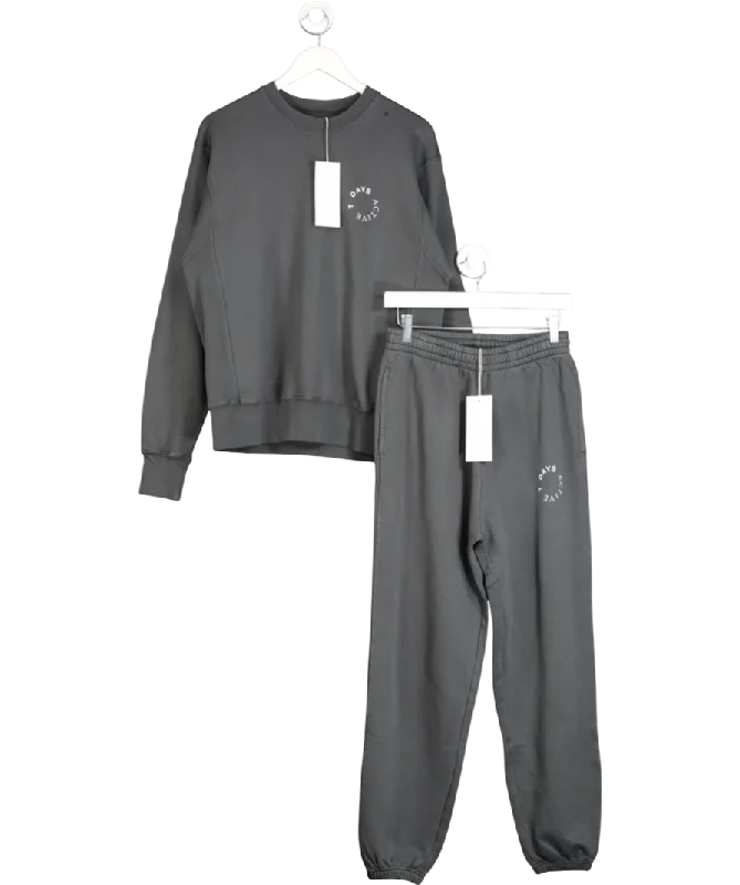 7 Days Active Grey Monday 100% Organic Cotton 2-piece lounge tracksuit Set UK S