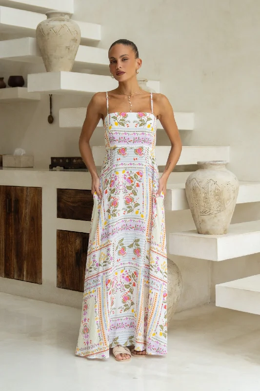 Amelina Multicolour Floral Flared Maxi Dress