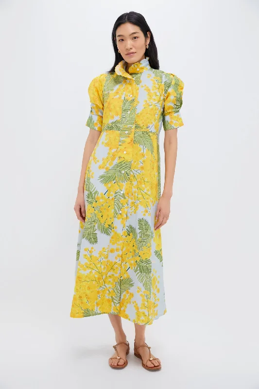 Yellow Storm Blue Venetia Midi Dress