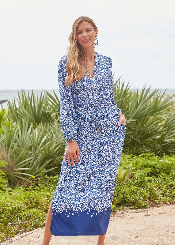 Seaside Floral Button Down Maxi Dress