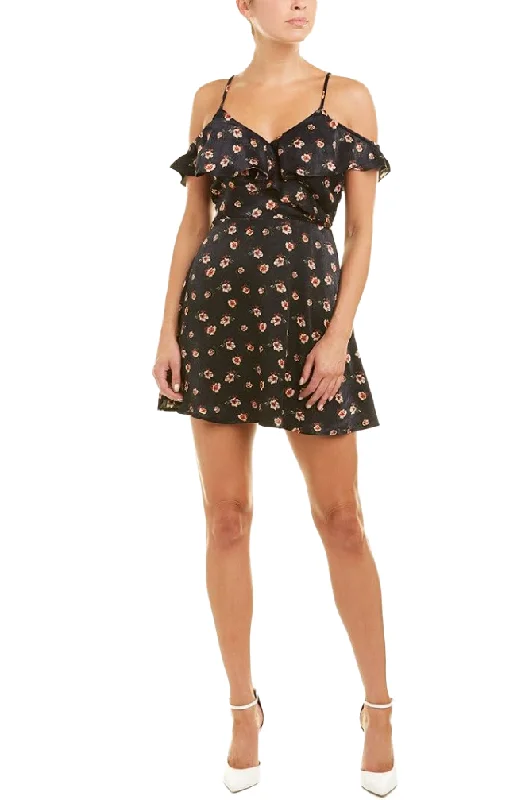 L - j.o.a. black floral cold shoulder mini dress