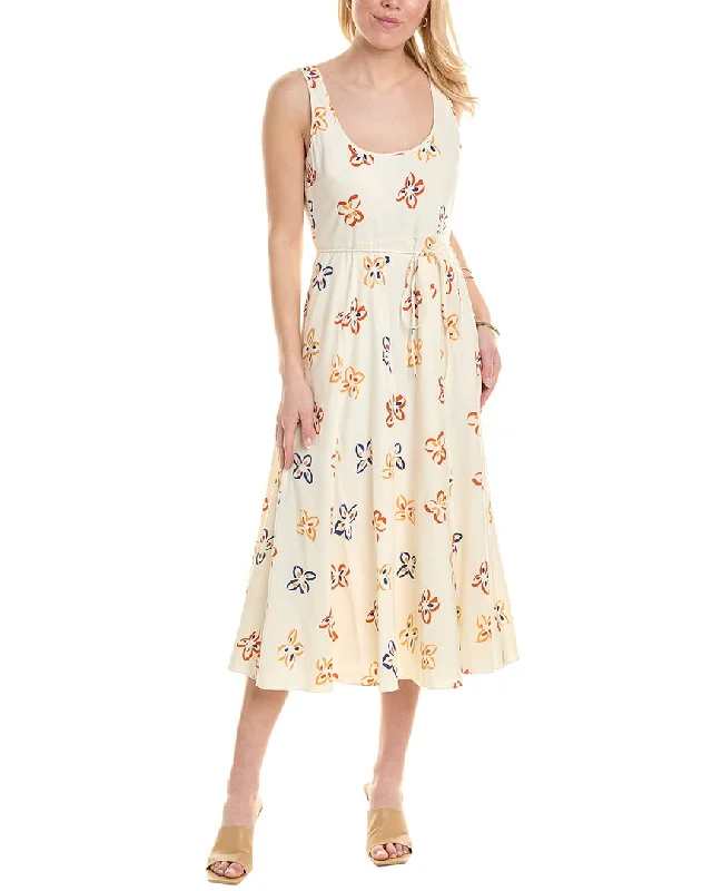 Rebecca Taylor Flame Fleur Linen-Blend Maxi Dress