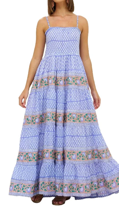 Smocked Back Maxi Dress In Campania Peri