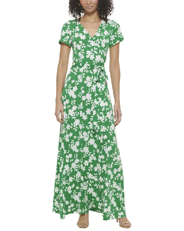 Eliza J Printed Ity Wrap Maxi Dress