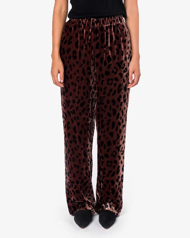 Cheetah Velvet Pant in Rosewood/Navy