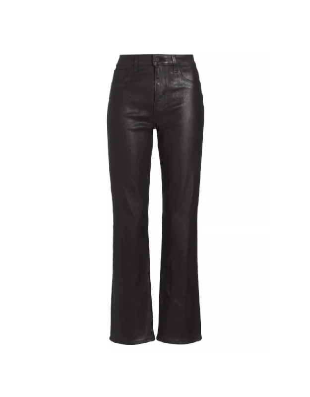 L'agence Ginny High Rise Straight Jean in Noir Coated