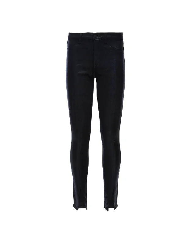 L'agence Jyothi High Rise Split Ankle Pant in Noir Coated