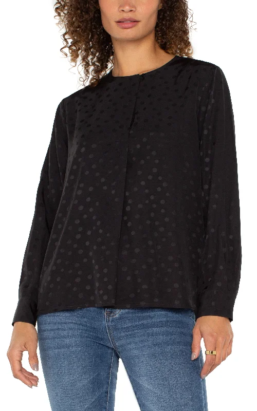 LONG SLEEVE POPOVER WOVEN BLOUSE