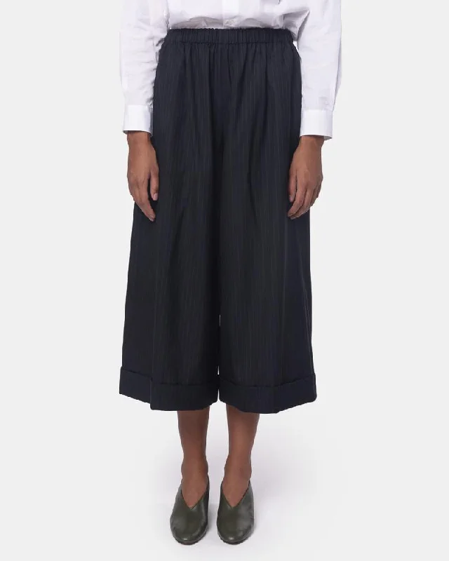 Pinstripe Culottes in Navy