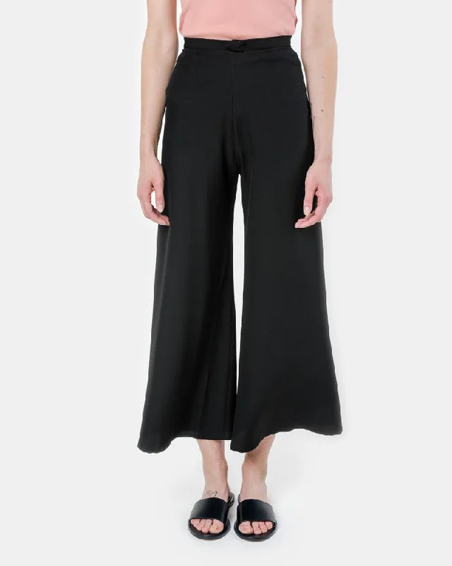 Song Tu Wide Leg Silk Pants in Mulberry Black